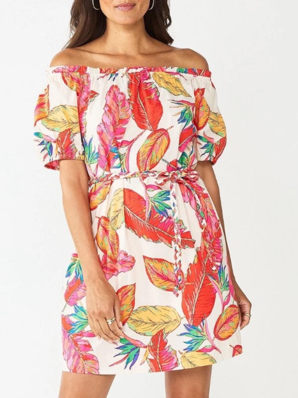 Nine West off the shoulder tropical dress.
